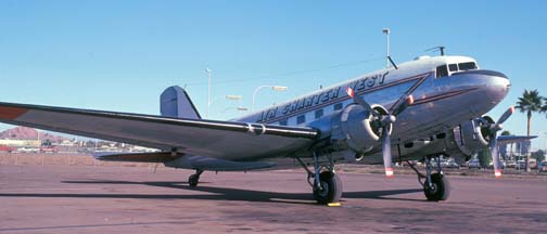 Air Charter West DC-3, Phoenix Sky Harbor Airport, December 7, 1974