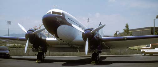 DC-3, N596AR Chas. S. Jones, Santa Monica Airport, May 19, 1990