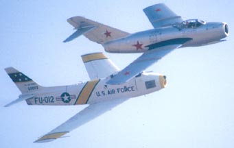 North American F-86F Sabre, N4TF and MiG-15, NX87CN