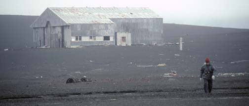 Dad returns from the Hangar at Whalers Bay, Deception Island