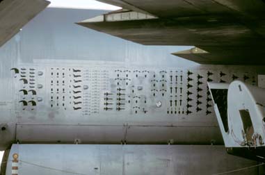 Mission marks on the side of the Boeing NB-52B Stratofortress, 52-0008