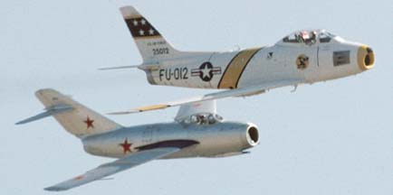 North American F-86F Sabre, N4TF and MiG-15, NX87CM