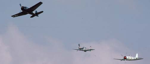 Hawker Sea Fury Mk2 N260X, Grumman F8F-2 Bearcat N7825C, and Yak-3M N529SB