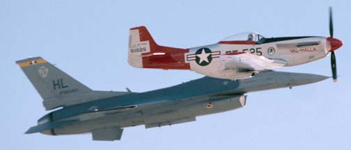 F-16C Fighting Falcon, 88-0459 and P-51D, N151AF Val Halla