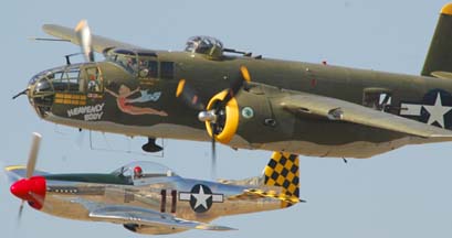 North American B-25J Mitchell, N8195H Heavenly Body and 
North American P-51D Mustang, N1451D