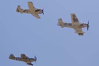Douglas A-1H Skyraider NX39606, North American T-28D Fennec N632NA, and Fairey Firefly AS-6 N518WB