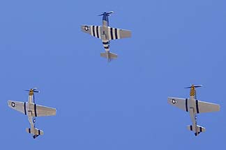North American P-51C Mustang N51PR Princess Elizabeth, P-51D Mustang NL7TF Double Trouble Two, and P-51D Mustang NL451TB Kimberly Kaye