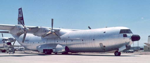Douglas C-133A Cargomaster, N201AB at Mojave in June 1975