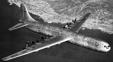 Consolidated-Vultee photo of XC-99 over San Diego
