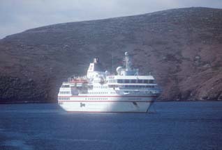 Hanseatic at anchor off New Island 