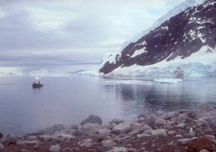 Hanseatic at anchor in Andvord Bay