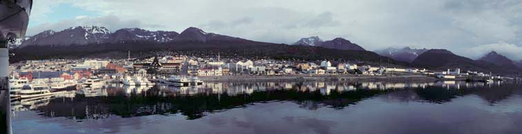 Panoramic view of the harbor at Ushuaia, Argentina 