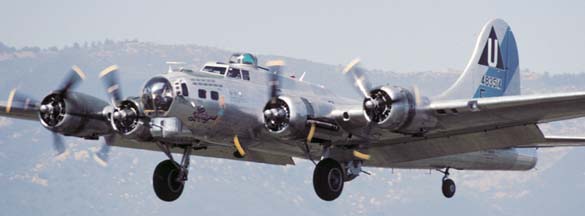 B-17G, N9323Z Sentimental Journey on approach to land at Santa Barbara on May 22, 2001