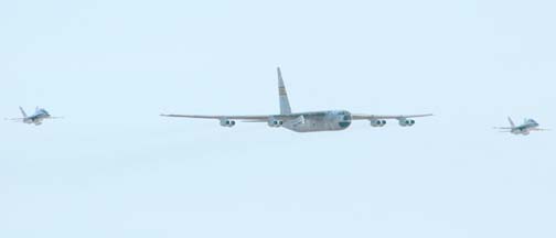 NASA's NB-52B flies over the Dryden Flight Research Center