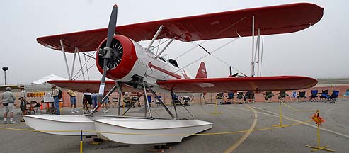 Stearman mounted on floats