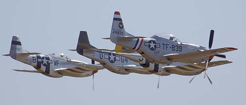 North American P-51D Mustang NL5441V Spam Can, P-51D Mustang NL7715C Wee Willy II, P-51D Mustang N151MW Lady Alice, and P-51D Mustang NL50FS La Pisolera